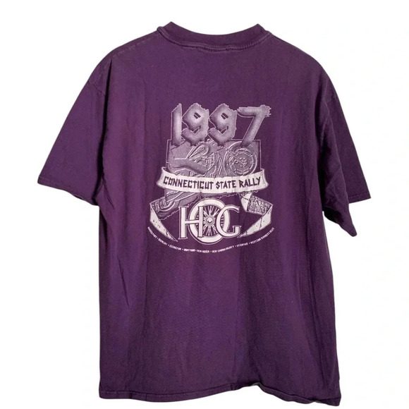 Vintage 90s Harley Davidson T-Shirt Size Large 1997Connecticut State Hog Rally - Picture 7 of 9